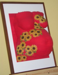 Sonnenblumen auf Rot